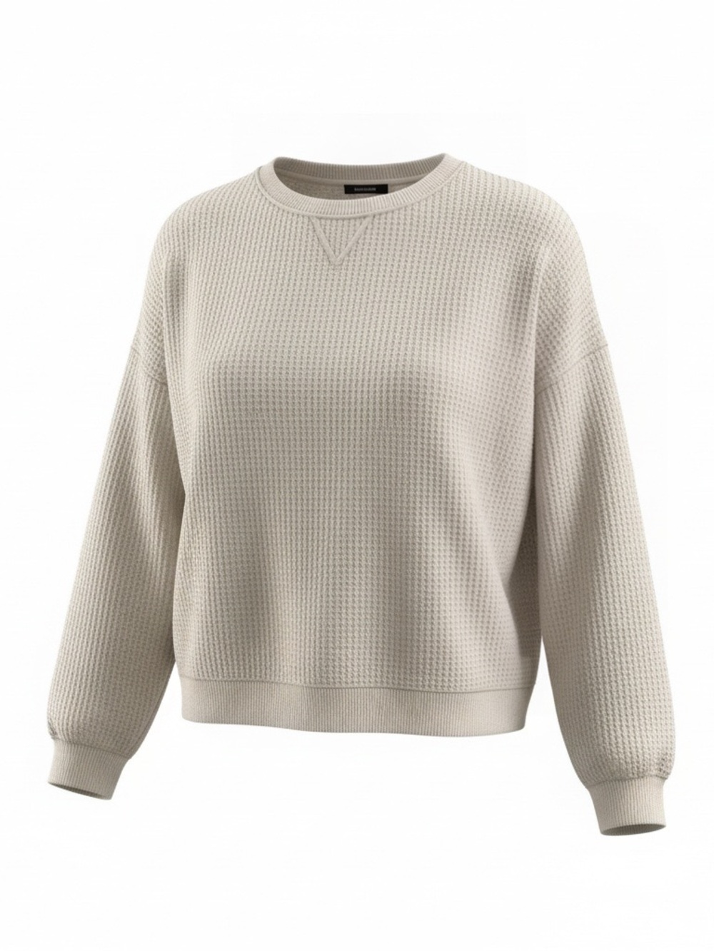 Crewneck Waffle Knit Sweater - Cream